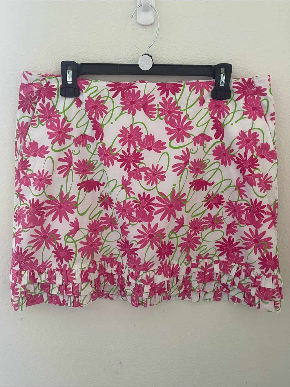 Lilly Pulitzer Pink Floral Mini Skirt with Green Accents